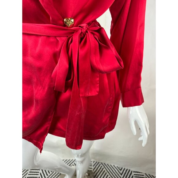 Marilyn Monroe By Warners Satin Red Wrap Robe With Belt & Embroidered Logo - Picture 13 of 16